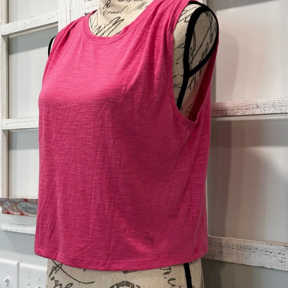 JoyLab Cropped Pink Muscle Shirt Pin-tucked Shoulders Loose Fit Casual Size XS - Picture 4 of 9